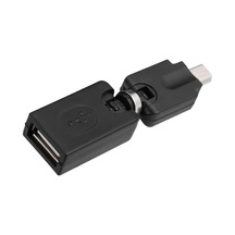 Araç İçin Mini Usb 5pin Erkekden Usb2.0 Dişiye Otg Adaptörü - 360 Dönebilen 90 Katlanabilir Siyah Usb Flash Disk Ve Kart Okuyucu Bağlantısı