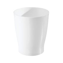 Banyo, Yatak Odası, Ev Ofis, Yurt İçin Kompakt Yuvarlak Plastik Çöp Kovası, 19,6 Cm X 19,6 Cm X 23,1 Cm, Franklin Koleksiyonu, Beyaz Siyah