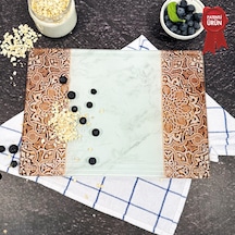 Kanallı Cam Kesme Tahtası - Arabesk Desen - 25x35cm