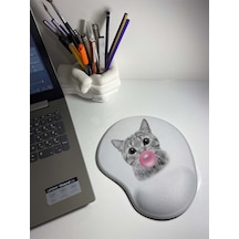 Sakız Çiğeneyen Kedi Bilek Destekli Mouse Pad Mousepad