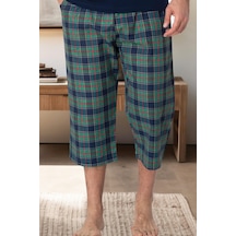 Mecit Pijama Mecit 3005 Lacivert Ekoseli Erkek Capri Alt Pijama Lacivert
