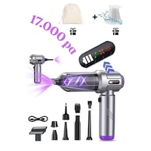 İfexia Cy 109 17.000 Pa Yeni Nesil Dijital Göstergeli Vakum Ve Üflemeli Mini Araç Ve Genel Kullanım Süpürgesi Açık Gri-lila