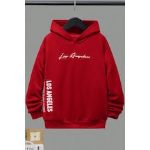Los Angles Baskılı Erkek - Kız Çocuk Rahat Kalıp Sweatshirt Kırmızı