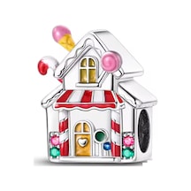 Şeker Kaplı Noel Ev Boncuk Charm Gümüş