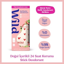 %98 Natural Stick Deodorant Kutu Ve Refill Paketi Love Heart Case Ve Pink Grapefruit & Lime 40 G.
