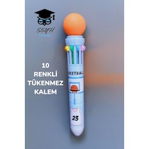 10 Renkli Tükenmez Kalem Futbol Basketbol Modeller 1 Adet Turuncu