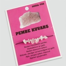 Pembe - 214 - Kuvars Doğaltaşlı - Glblseme - İp Bileklik
