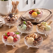 Porsima Rygx074-2 Dream Bowl 6lı Ayaklı Cam Kase Puding Tatlı Ve Dondurma Kasesi Lokumluk Şekerlik Kase Seti Çerez Kasesi 11x11cm Şeffaf Cam