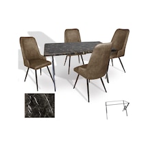 Anemon - Çırağan Masa Takımı Werzalit, Allzalit, Vermodin Tabla 80x120 - Teramo - Kahve Çok Renkli