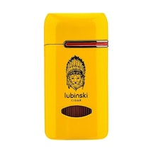 Lubinski Lion Kapaklı Delicili Tek Torch Puro Çakmağı Sarı Lb-192