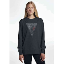 Vikings Logo Ucgen Baskılı Füme Antrasit Kadın Sweatshirt