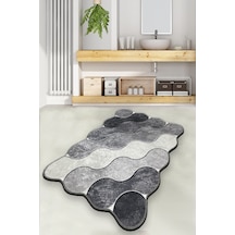 Circle Gri 70x120 cm Banyo Halısı Djt Yıkanabilir Kaymaz Taban  Paspas Klozet Takımı