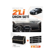 Opel Astra J 2009-2020 Uyumlu Torpido Örtüsü + Deri Bagaj Çantası + Sticker Seti - Siyah Bej