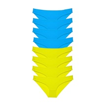 8 Adet Set Likralı Kadın Slip Külot Sarı Mavi