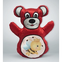 Bk Gift Sevimli Arı Tasarımlı Kırmızı Ayıcık Yastık-1