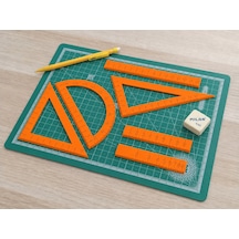 3d Baskı Geometri Cetvel Seti - İletki, Gönye Ve Ölçüm Araçları - Turuncu