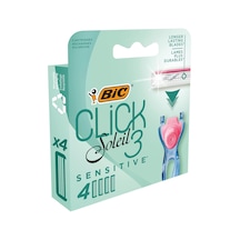 Soleil Click Sensitive 4'lü Yedek Kadın Tıraş Bıçağı 3 Bıçak , Oynar Başlıklı, Aloe Vera İle Zenginleştirilmiş Kayganlaştırıcı Jel Şerit