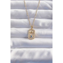 Ezoconcept 316l Çelik Zincir Gold Renk Nazarlı Göz Detay Zirkon Taşlı Yıldızlı Tarot Kolye 001