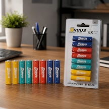 Orbus Premium Aa Alkalin Pil 8 Li Paket 1.5v Lr6 Yüksek Performanslı Kalem Pil