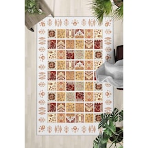 Kaymaz Taban Yıkanabilir Halı Mutfak, Salon, Yatak Odası İçin Modern Dijital Baskı Halı Slnhalı34 - 0141 Çok Renkli