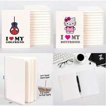 I Love My Boy Friend And Girlfriend Sevgili Çift Kanvas Defter Krem