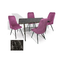 Japon - Çırağan Masa Takımı - 70x120 Werzalit, Wermodin Ve Allzalit Tabla - Teramo - Mor Çok Renkli