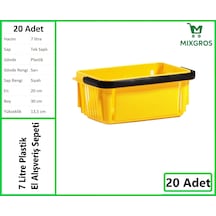 Plastik Kozmetik Alışveriş El Sepeti 7 Litre Sarı 20 Adet Sarı