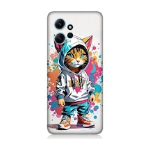 Xiaomi Redmi Note 12 Uyumlu Kapşonlu Sarmal Kedi Desenli Silikon Kılıf