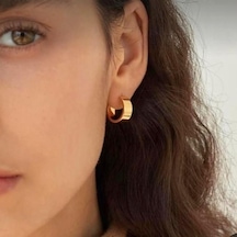 Geniş Bombeli Halka Küpe Rose Gold