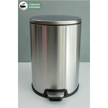 Cigo 12 Lt Yumuşak Kapanan Pedallı Banyo Mutfak Ofis Çelik Çöp Kovası - Metalik & İç Kısım Siyah-7303