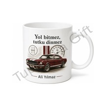 Klasik Araba Tutkunu İçin Özel Baskılı Porselen Kupa Bardak Hediye Beyaz / Çok Renkli