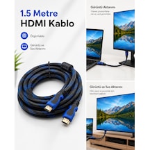 Örgülü Hdmı Kablo, Görüntü Ve Ses Aktarım Kablosu, 1.5 Metre
