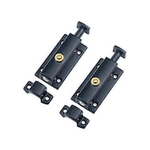 Yaylı Mandal Pimi Paslanmaz Çelik Güvenlik Kapı Sürgüsü Mandalı Siyah Sürgülü Kilit Vidalı Namlu Cıvatası 2'li Paket