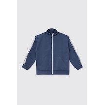 Panço Erkek Çocuk Fermuarlı İndigo Sweatshirt Mavi