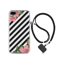 Apple Uyumlu iPhone 7 Plus 8 Plus Kılıf Boyun Askılı Strip Flowers 2 1409