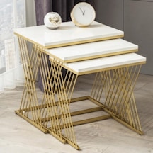 Vienna Gold Metal Ayaklı,Mdf'Li Zigon Sehpa