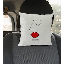 Bk Gift Kişiye Özel İsimli Picasso Kadın Figürlü Kare Araç Koltuk Yastığı-1 Çok Renkli