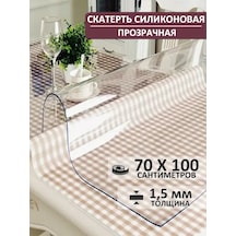 Stylishlook 1.5mm 70x100cm Silikon Masa Örtüsü Esnek Cam Şeffaf 193457557 Şeffaf Kristal