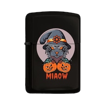 Halloween Tasarımlı Renkli Baskılı Siyah Benzinli Metal Çakmak Çok Renkli