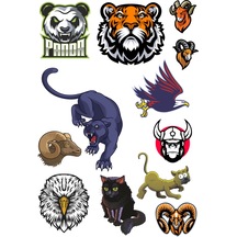 Agresif Hayvanlar Sticker Set-4 12 Parça Telefon, Tablet, Defter, Laptop Sticker