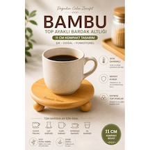Bambu Top Ayaklı Bardak Altlığı 11 Cm Doğal Ahşap Sunumluk Isıya Dayanıklı Mini Stand