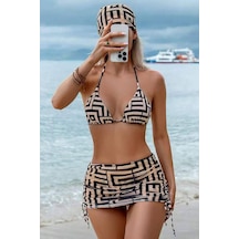 Wanda Üçlü Bikini Set - Bej-siyah Bej - Siyah