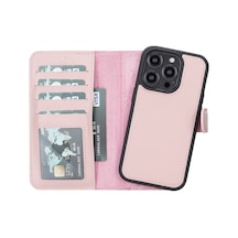 Apple Uyumlu iPhone 14 Pro Deri Cüzdanlı Kılıf MWWN NU2 Pembe