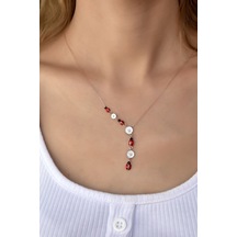 Papatya Silver 925 Ayar Gümüş Rose Kaplama Uğur Böcekli Papatyalı Akışlı Kolye
