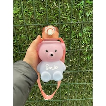 800 Ml Smile Ayıcık Model Su Matarası Su Şişesi Suluk Bpa İçermez Suluk Pembe Plastik Diğer
