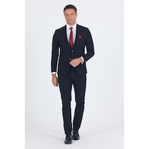 İmza Siyah Mono Yaka Yarım Astar 6 Drop Slim Fit Beli Lastikli Takım Elbise 1001250121 Siyah