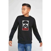 Tshirthane Storm Baskılı Unisex Çocuk Siyah Sweatshirt Siyah