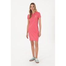 U.S. Polo Assn. Kadın Koyu Pembe Polo Yaka Mini Boy Örme Elbise 50297457-VR167