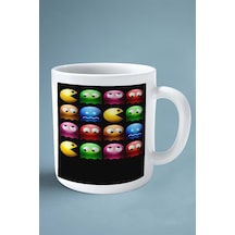 Pacman Oyun Baskılı Kupa Bardak Çift Taraflı Kişiye Özel Model 9 Çok Renkli