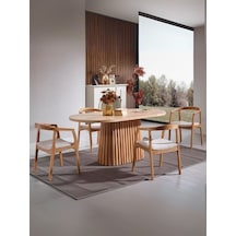 Savana Oval Ahşap Bohem Yemek Masası 90x170 Naturel